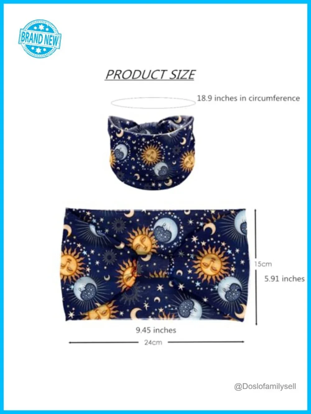 Stars Moon Wide Knotted Headband Non Slip Yoga Turban Hair Wrap Pack of 4